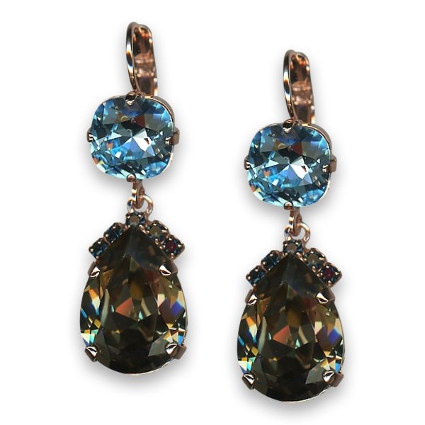 Earrings by Mariana Woman Glamorous Black Diamond and Aquamarine Swarovski Crystals