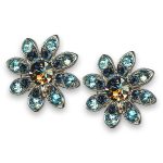 Earrings by Mariana Woman Fab Floral Aquamarine Swarovski Crystals
