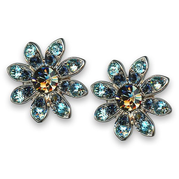 Earrings by Mariana Woman Fab Floral Aquamarine Swarovski Crystals