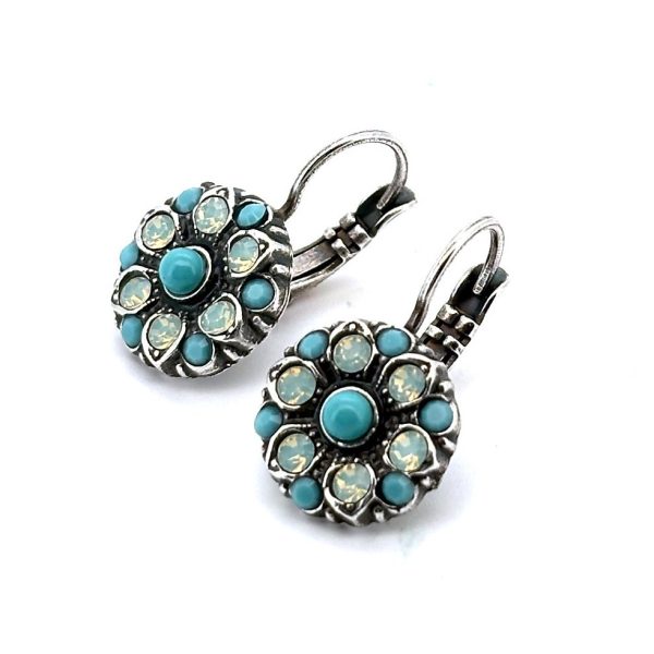 Earrings By Mariana Woman Dainty Floral Opal and Turquoise Swarovski Crystals