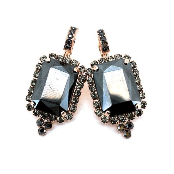 Earrings by Mariana Woman Classy Black Diamond and Hematite Swarovski Crystals