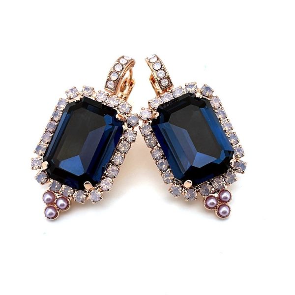 Earrings by Mariana Woman Elegant Navy Blue and Pearl Swarovski Crystals