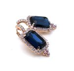 Earrings by Mariana Woman Elegant Navy Blue and Pearl Swarovski Crystals - Image 3