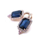Earrings by Mariana Woman Elegant Navy Blue and Pearl Swarovski Crystals - Image 2