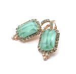 Earrings by Mariana Woman Ethereal Green and Pearl Swarovski Crystals - Image 3