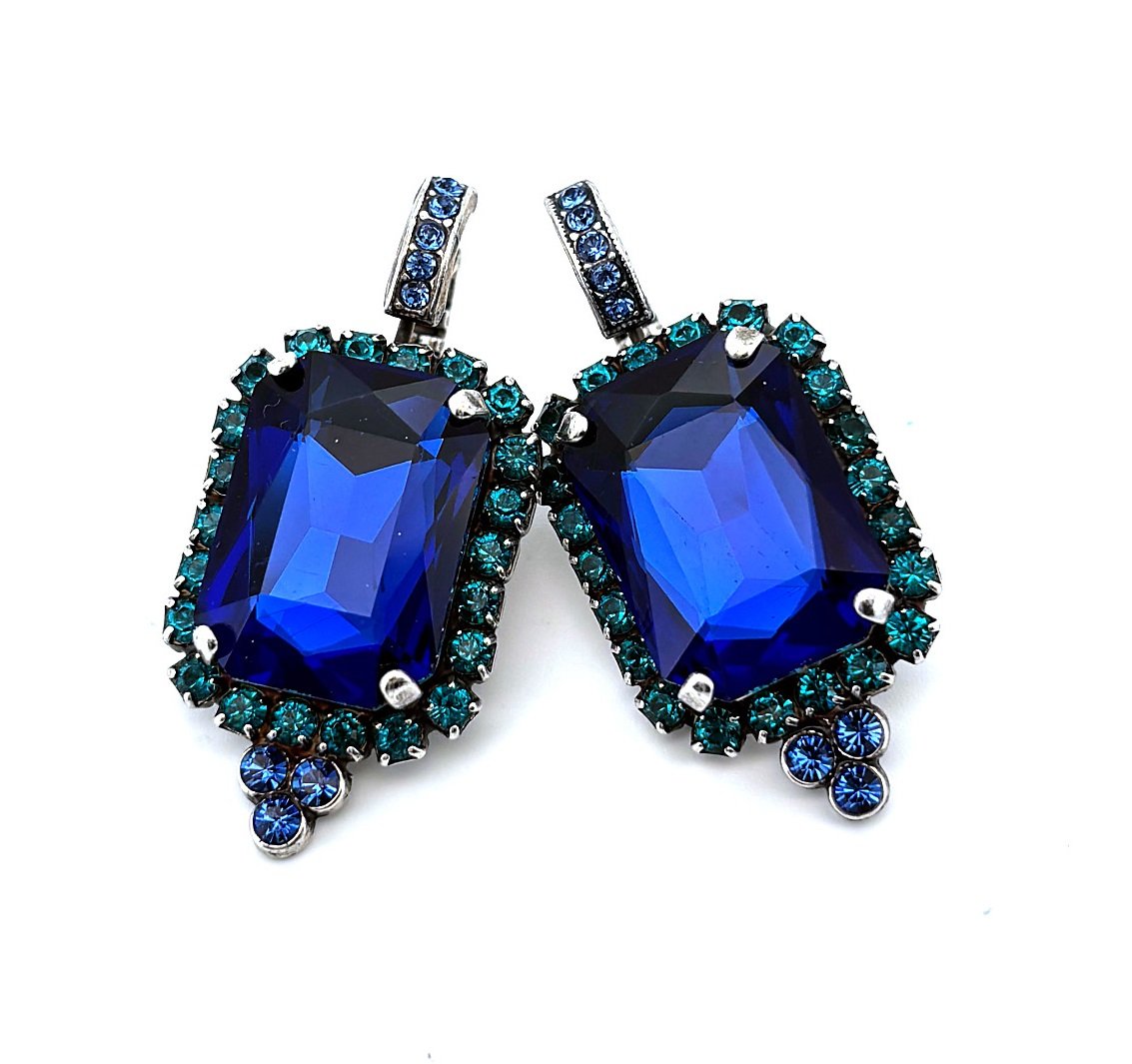 E-1411-1-229206-SP6 (1) Earrings by Mariana Woman Gorgeous Sapphire and Blue Zircon Swarovski Crystals - Image 1