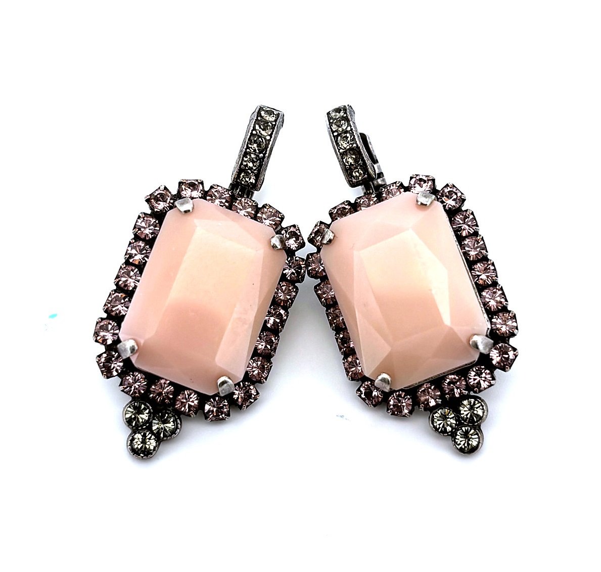 E-1411-1-3211-SP6 (1) Earrings by Mariana Woman Beautiful Pink Coral and Clear Swarovski Crystals - Image 1