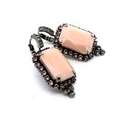 Earrings by Mariana Woman Beautiful Pink Coral and Clear Swarovski Crystals - Image 3