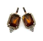 Earrings by Mariana Woman Luxurious Dark Amber and Chrysolite Swarovski Crystals
