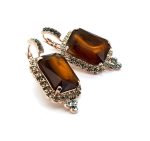 Earrings by Mariana Woman Luxurious Dark Amber and Chrysolite Swarovski Crystals - Image 3