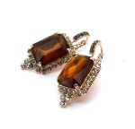 Earrings by Mariana Woman Luxurious Dark Amber and Chrysolite Swarovski Crystals - Image 2