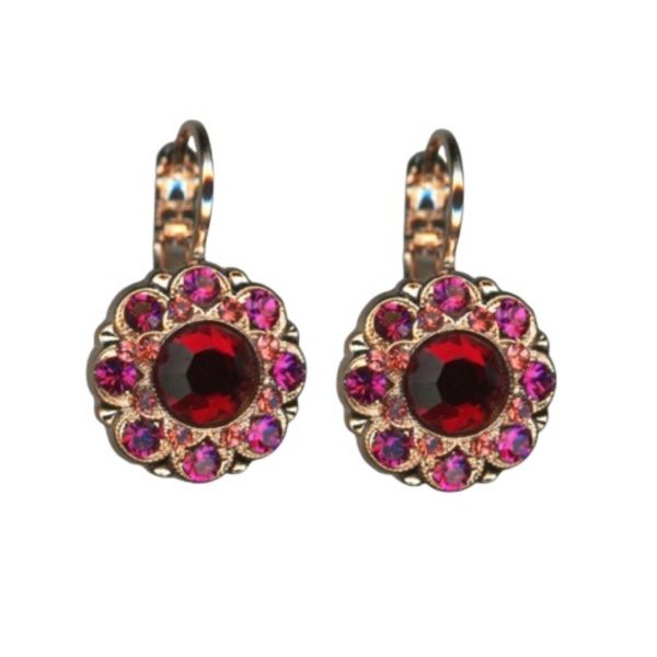 Earrings By Mariana Woman Lovely Flower Shape Red and Rose Peach Swarovski Crystals