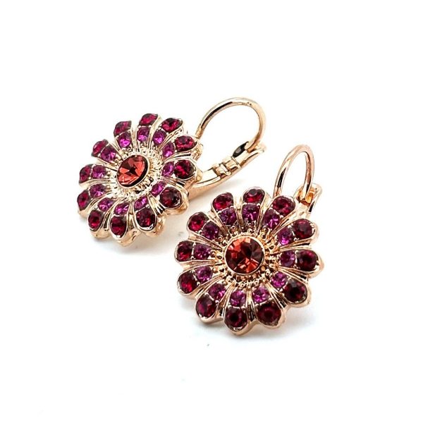 Earrings By Mariana Woman Gorgeous Red and Rose Peach Swarovski Crystals