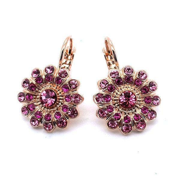 Earrings By Mariana Woman Perfect Flower Shape Fuchsia and Rose Pink Swarovski Crystals