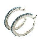 Earrings by Mariana Woman Fab Hoop Aquamarine Swarovski Crystals - Image 3