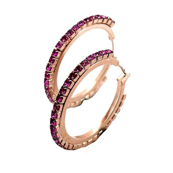 Earrings by Mariana Woman Hoop Fuchsia Swarovski Crystals