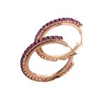 Earrings by Mariana Woman Hoop Fuchsia Swarovski Crystals - Image 2