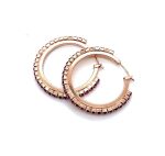 Earrings by Mariana Woman Hoop Fuchsia Swarovski Crystals - Image 3