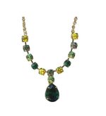 Necklace By Mariana Woman Elegant Pear Shape Emerald and Jonquil Swarovski Crystals