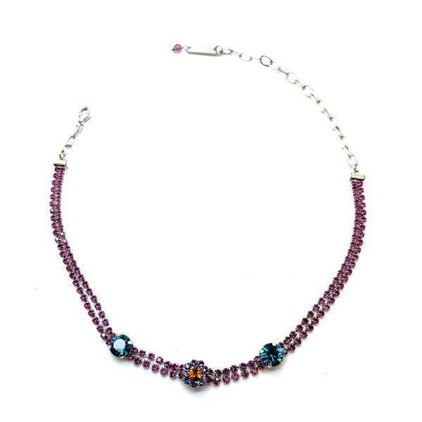 Necklace by Mariana Woman Charming Fuchsia and Zircon Swarovski Crystals