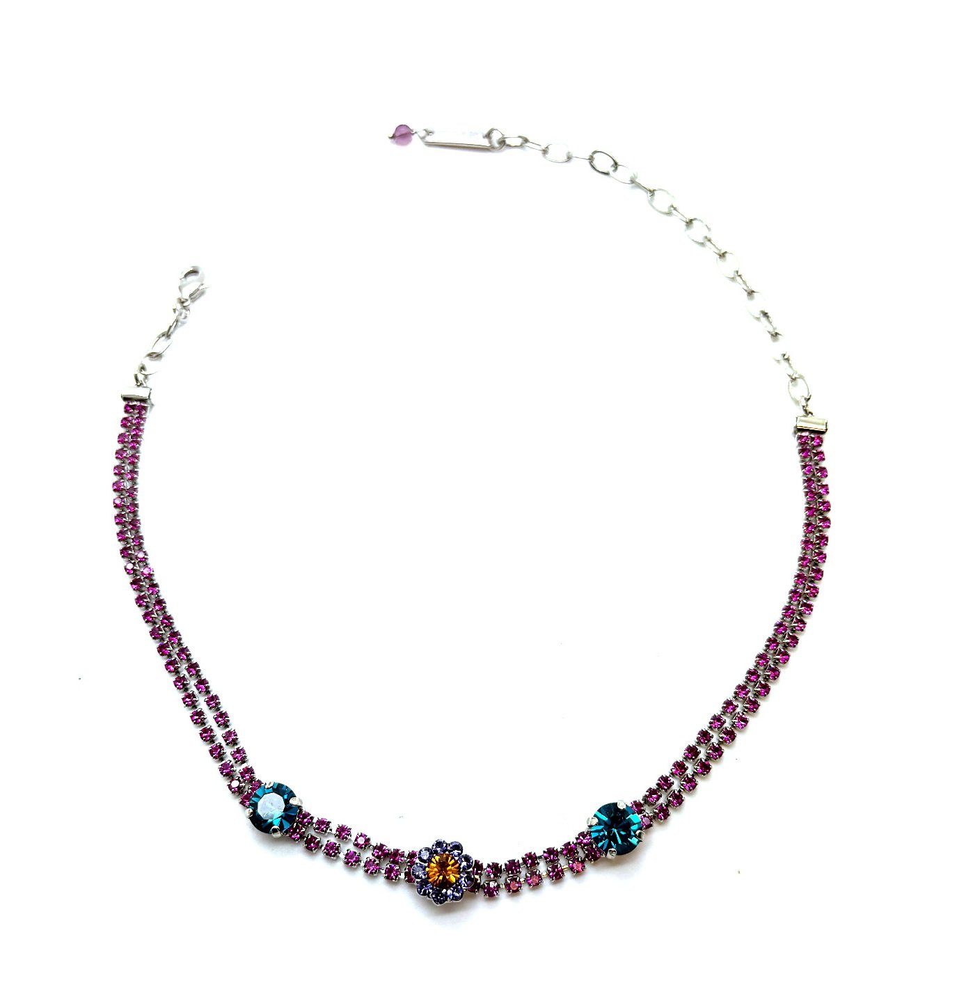N-3444-333-RO (1) Necklace by Mariana Woman Charming Fuchsia and Zircon Swarovski Crystals - Image 1