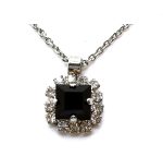 Necklace Pendant by Mariana Woman Gorgeous Jet and Clear Swarovski Crystals