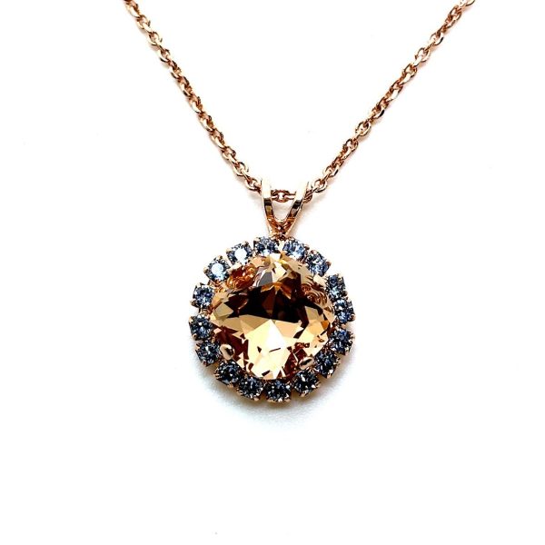 Necklace Pendant by Mariana Woman Charming Champagne and Aquamarine Swarovski Crystals