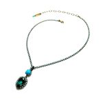 Necklace Pendant by Mariana Woman Glamorous Emerald and Turquoise Swarovski Crystals - Image 3