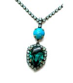 Necklace Pendant by Mariana Woman Glamorous Emerald and Turquoise Swarovski Crystals
