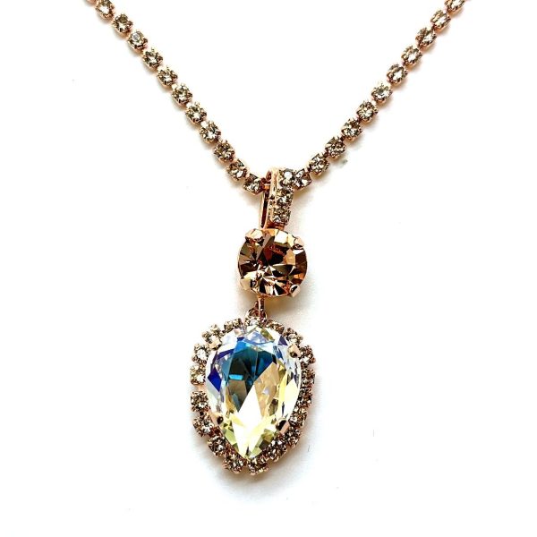Necklace Pendant by Mariana Woman Elegant Clear and Golden Swarovski Crystals
