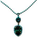 Necklace Pendant by Mariana Woman Luxurious Emerald and Blue Zircon Swarovski Crystals
