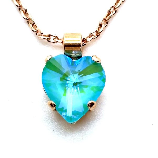 Necklace Pendant by Mariana Woman Heart Shaped Aqua Swarovski Crystals
