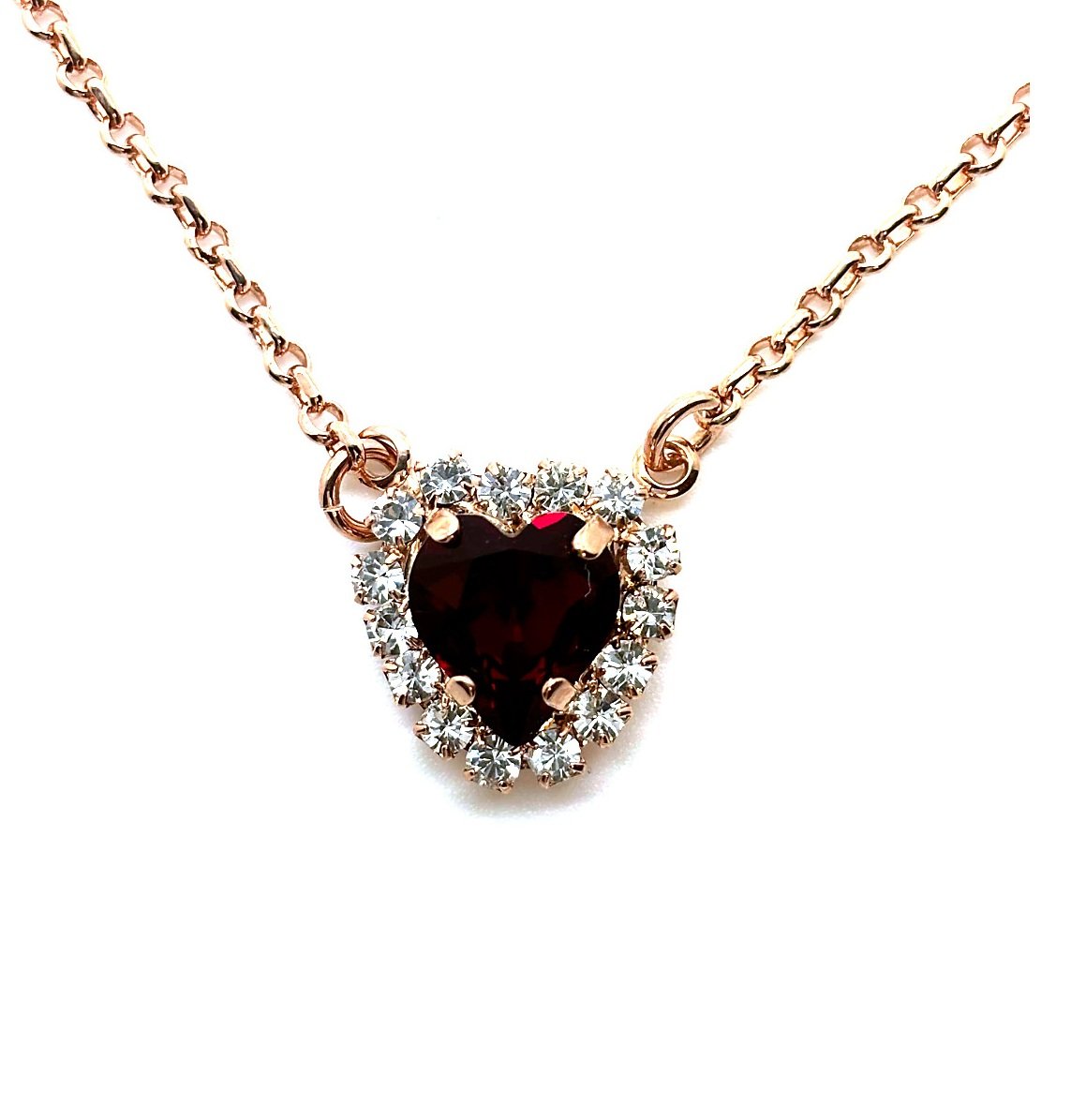 N-5268-001208-RG (2) Necklace Pendant by Mariana Woman Heart Encrusted Clear and Siam Swarovski Crystals - Image 1