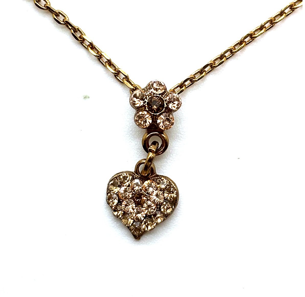 N-5322-9-1136-EG (2) Necklace Pendant by Mariana Woman Heart Floral Topaz Swarovski Crystals - Image 1