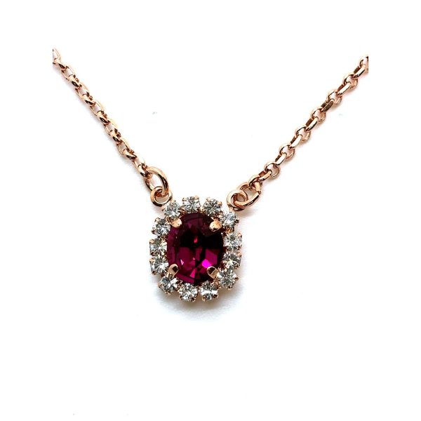 Necklace Pendant by Mariana Woman Gorgeous Fuchsia and Clear Swarovski Crystals