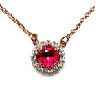 Necklace Pendant by Mariana Woman Lovely Indian Pink and Clear Swarovski Crystals
