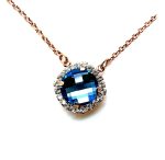 Necklace Pendant by Mariana Woman Exquisite Denim Blue and Clear Swarovski Crystals