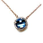 Necklace Pendant by Mariana Woman Exquisite Denim Blue and Clear Swarovski Crystals