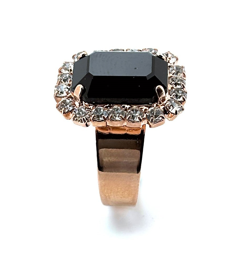 R-7080-1-280-1-RG (2) Ring by Mariana Woman Elegant Jet and Clear Swarovski Crystals - Image 1