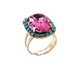 Ring by Mariana Woman Beautiful Rose and Turquoise Swarovski Crystals - Image 2