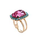 Ring by Mariana Woman Beautiful Rose and Turquoise Swarovski Crystals - Image 3