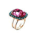 Ring by Mariana Woman Beautiful Rose and Turquoise Swarovski Crystals