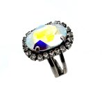 Ring by Mariana Woman Shimmering White Patina and Clear Swarovski Crystals - Image 2
