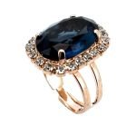 Ring by Mariana Woman Elegant Sapphire and Clear Swarovski Crystals