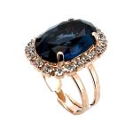 Ring by Mariana Woman Elegant Sapphire and Clear Swarovski Crystals