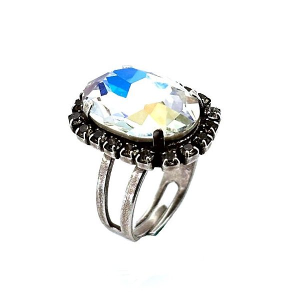 Ring by Mariana Woman Alluring Moonlight and Black Diamond Swarovski Crystals