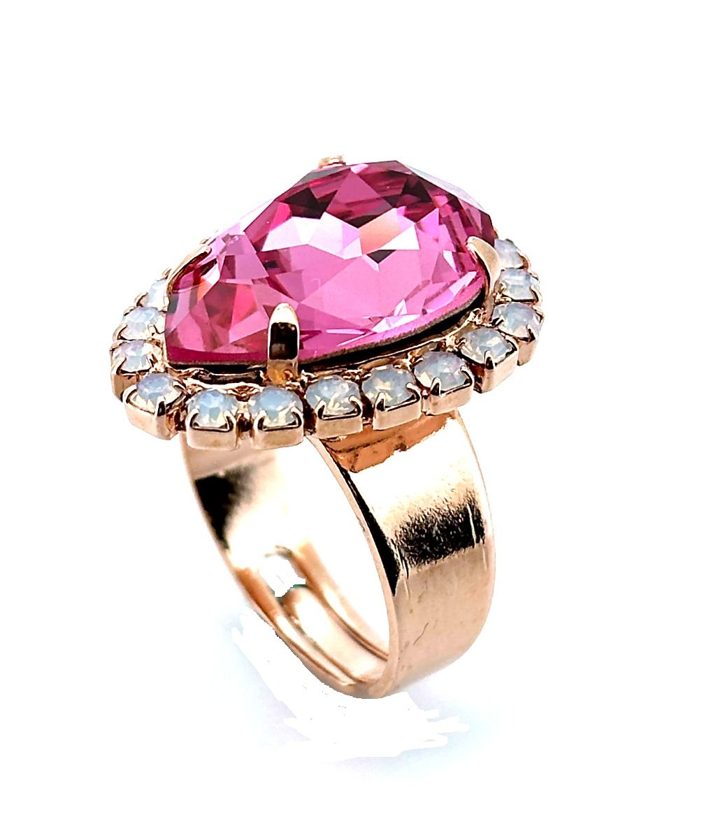 R-7098-1063-RG (1) Ring by Mariana Woman Lovely Pink and Rose Opal Swarovski Crystals - Image 1