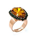 Ring by Mariana Woman Glamorous Topaz and Emerald Swarovski Crystals - Image 2