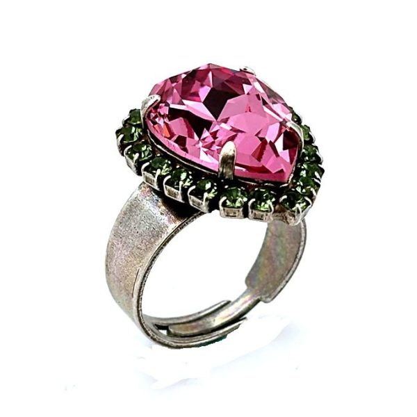 Ring by Mariana Woman Beautiful Rose and Peridot Swarovski Crystals
