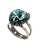 Ring by Mariana Woman Alluring Aquamarine and Blue Zircon Swarovski Crystals-SP